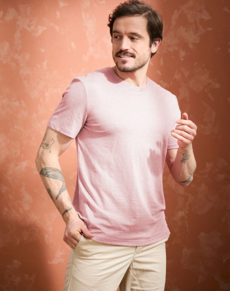 Lemahieu - T-shirt homme 100% Lin - Rose - Homme