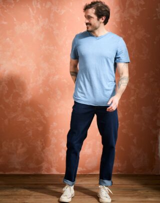 Maison Lemahieu - T-shirt col V 100% Lin – Bleuet – Homme
