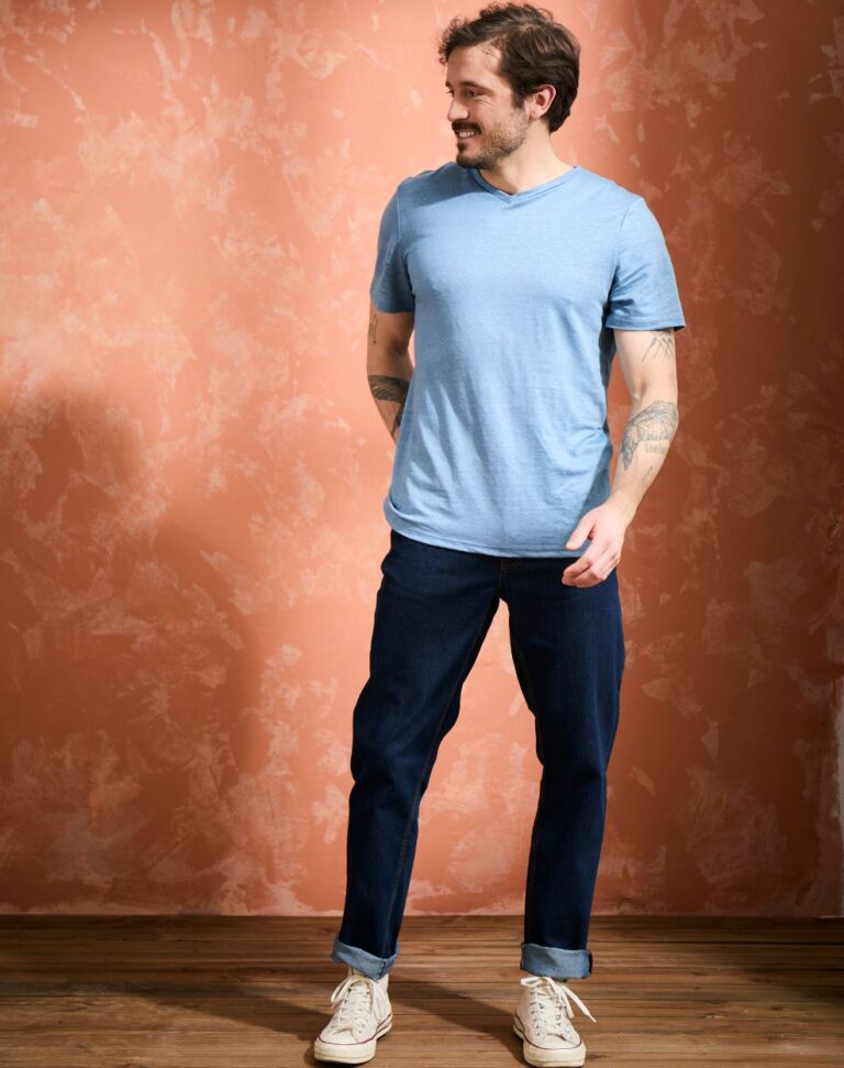 t shirt col v 100 lin bleuet 5 Lemahieu - T-shirt col V 100% Lin - Bleuet - Homme