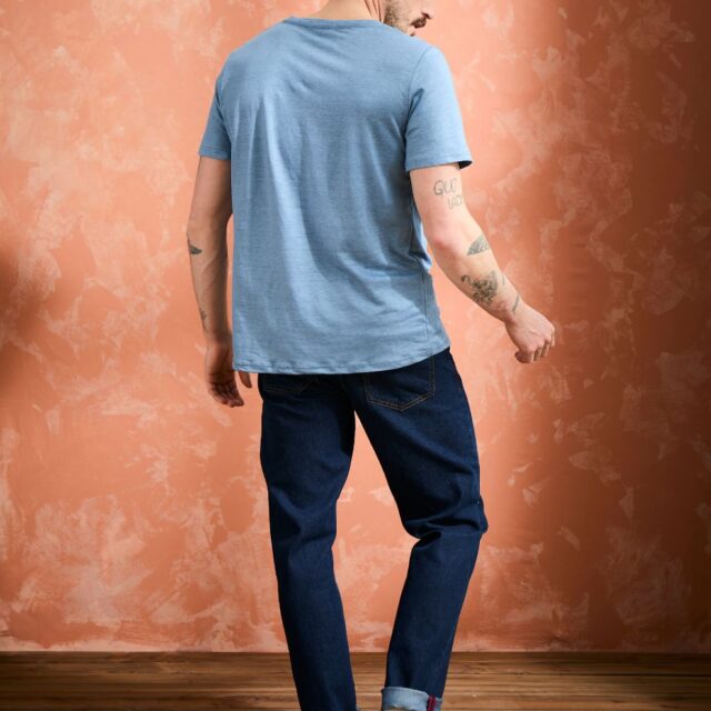 Lemahieu - T-shirt col V 100% Lin - Bleuet - Homme