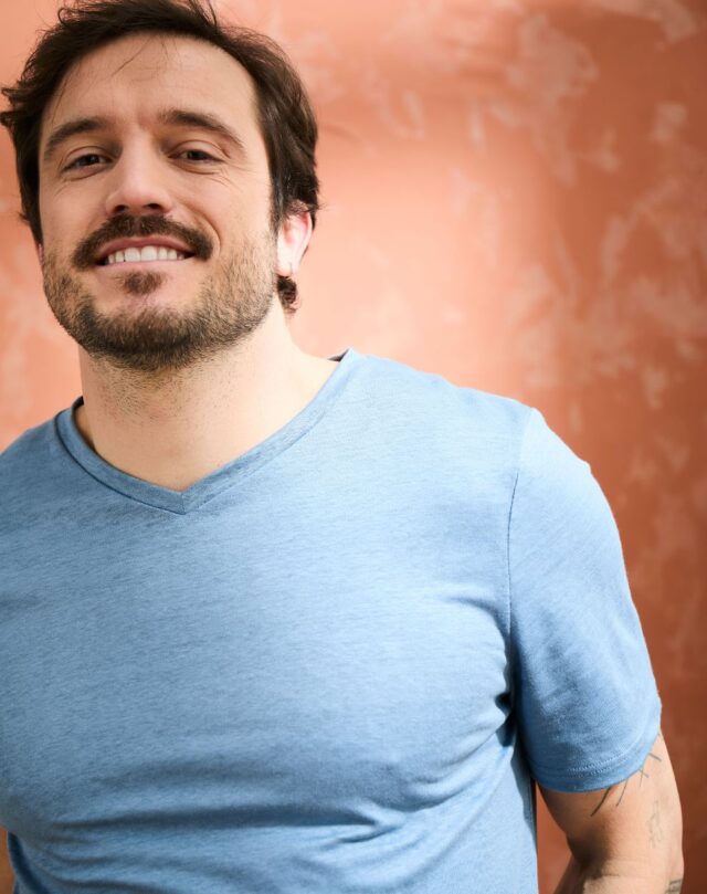 Lemahieu - T-shirt col V 100% Lin - Bleuet - Homme