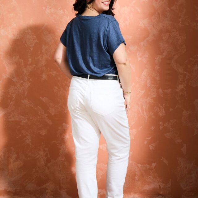 Lemahieu - T-shirt col V 100% Lin - Marine - Femme