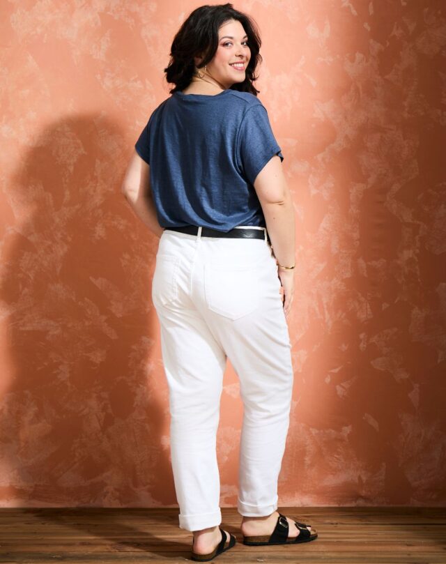 Lemahieu - T-shirt col V 100% Lin - Marine - Femme