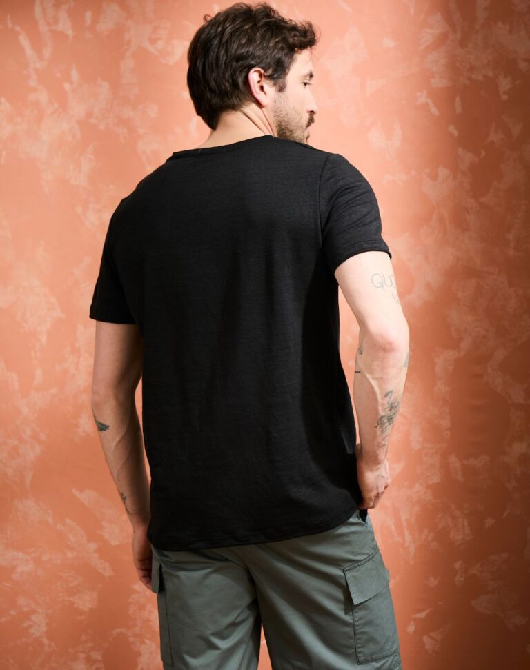 Lemahieu - T-shirt col V 100% Lin - Noir - Homme
