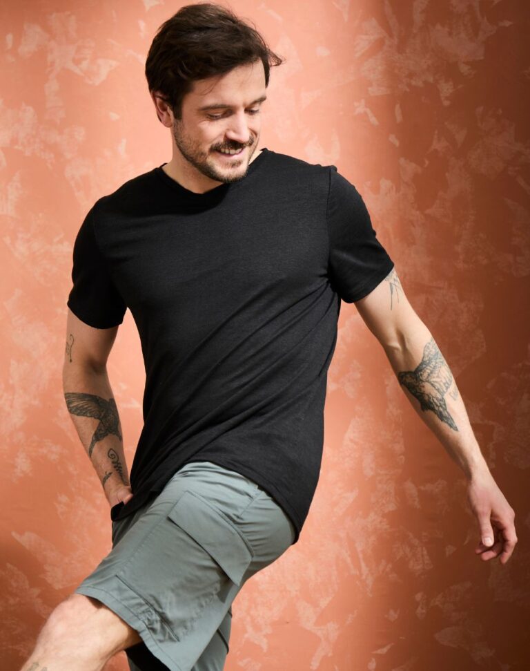 Lemahieu - T-shirt col V 100% Lin - Noir - Homme