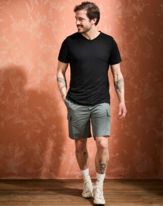 Maison Lemahieu - T-shirt col V 100% Lin  Noir  Homme