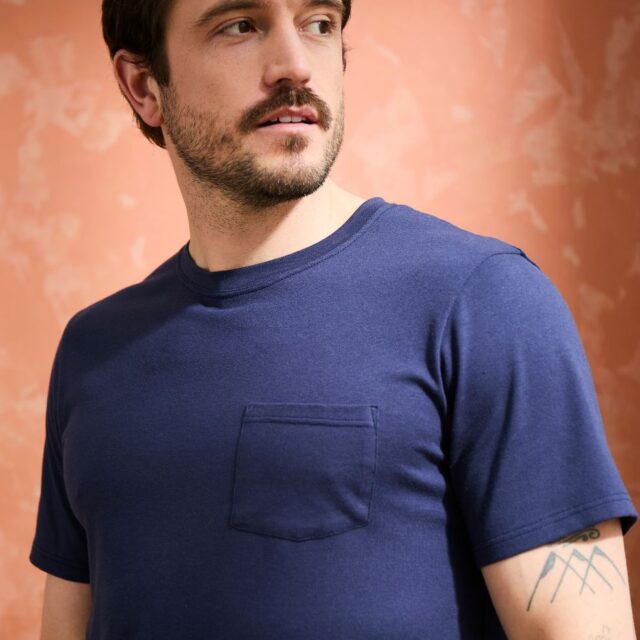 Lemahieu - T-shirt coton modal à poche - Marine - Col rond - Homme