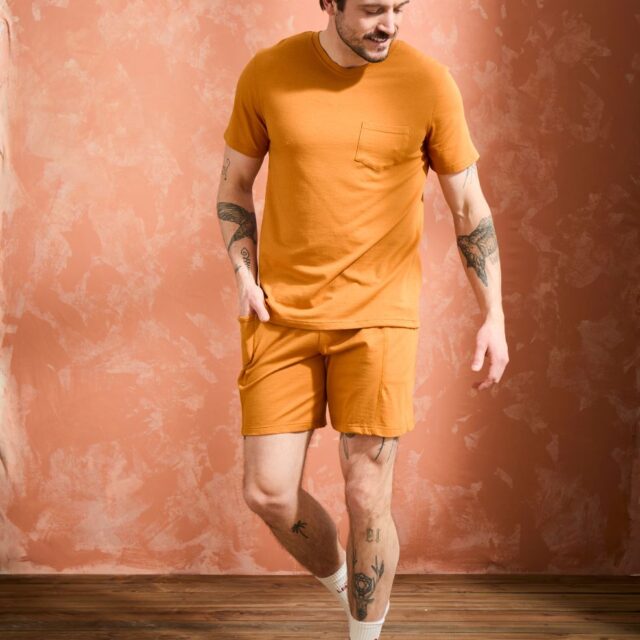 Lemahieu - T-shirt coton modal à poche - Mordore - Col V - Homme