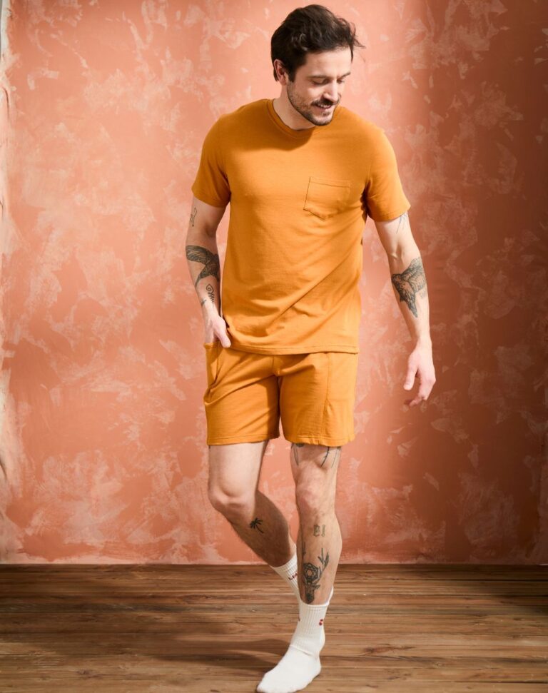 Lemahieu - T-shirt coton modal à poche - Mordore - Col V - Homme