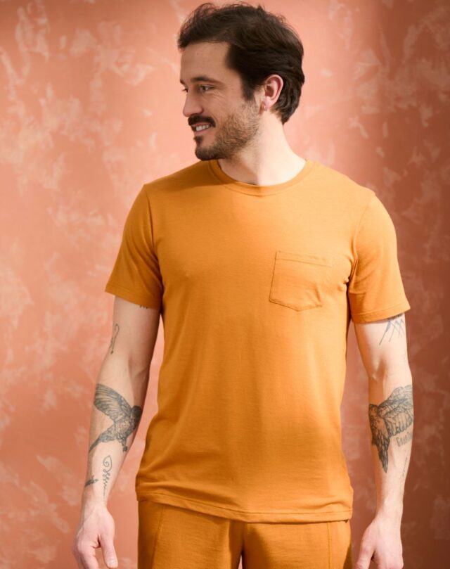 Maison Lemahieu - T-shirt coton modal à poche – Mordore – Col rond – Homme