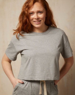 Maison Lemahieu - T-shirt crop top – Gris – Terracotta – Femme