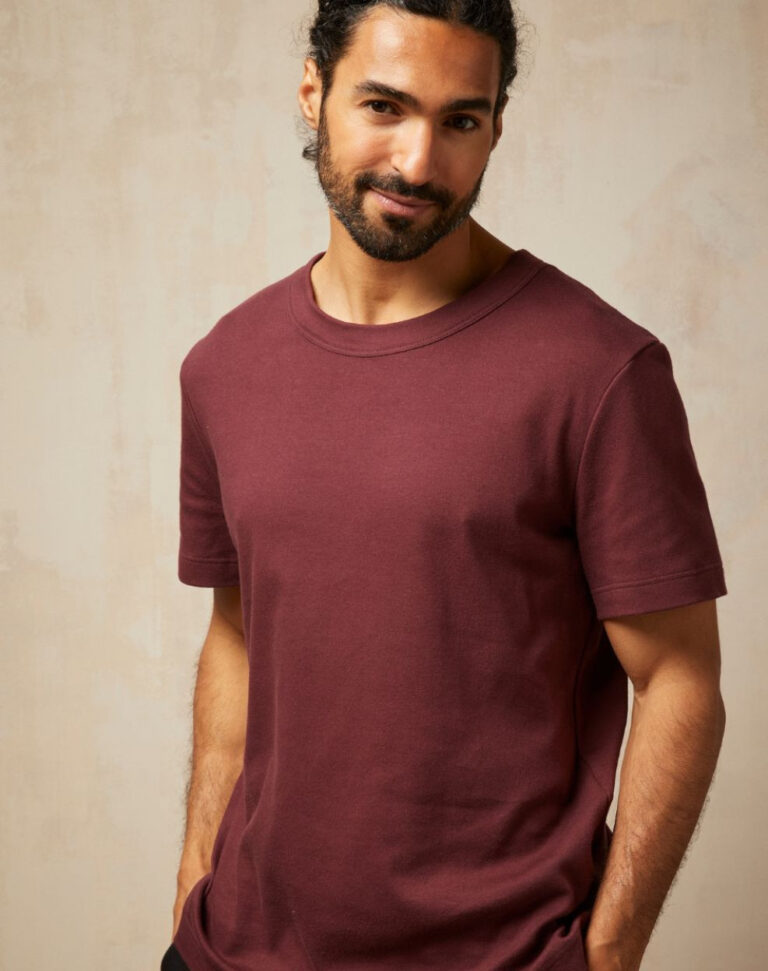 Lemahieu - T-shirt épais en Coton Bio - Aubergine - Bordeau - Homme