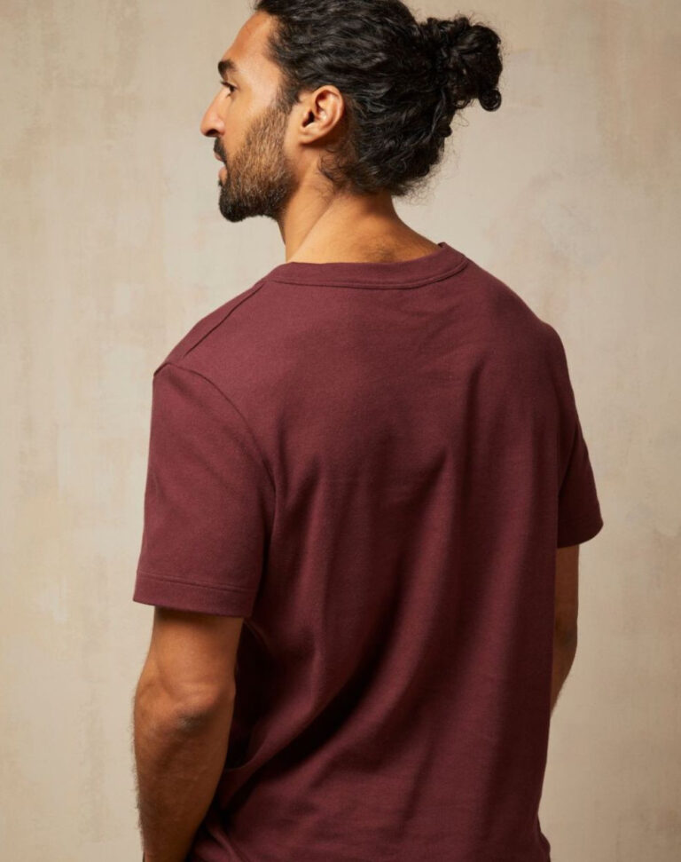 Lemahieu - T-shirt épais en Coton Bio - Aubergine - Bordeau - Homme
