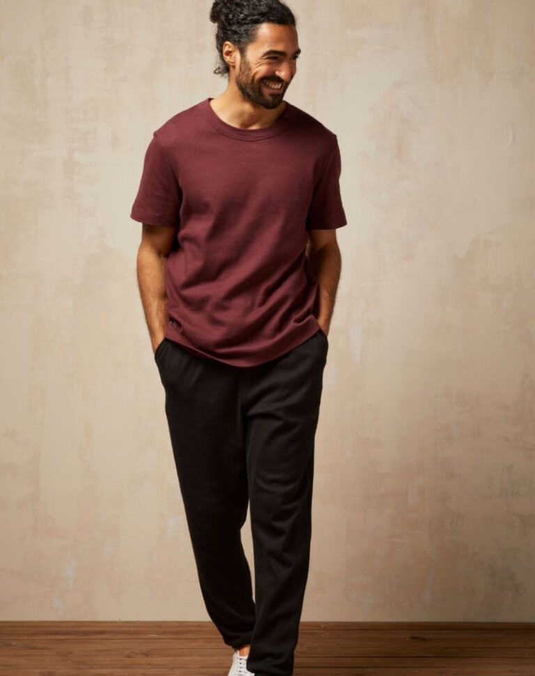 Lemahieu - T-shirt épais en Coton Bio - Aubergine - Bordeau - Homme