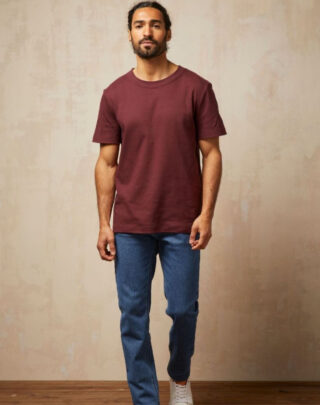Maison Lemahieu - T-shirt épais en Coton Bio – Aubergine – Bordeau – Homme