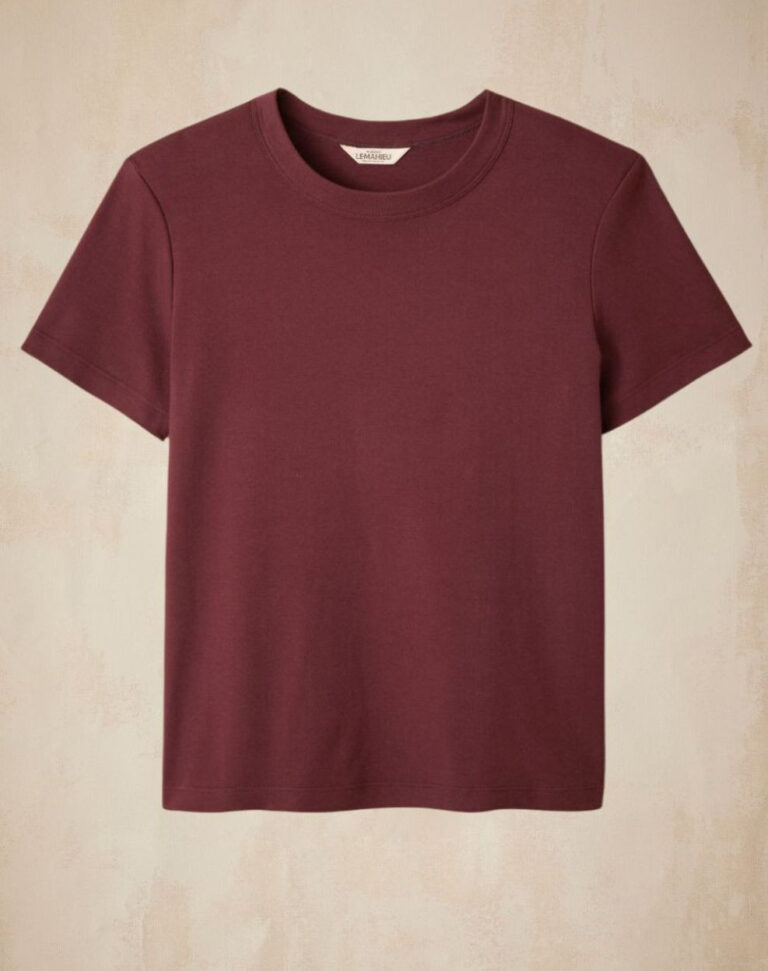 Lemahieu - T-shirt épais en Coton Bio - Aubergine - Bordeau - Homme