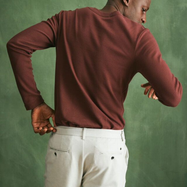 Lemahieu - T-shirt épais ML en Coton Bio - Aubergine - Bordeau - Homme