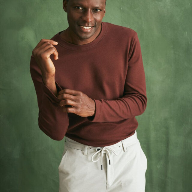 Lemahieu - T-shirt épais ML en Coton Bio - Aubergine - Bordeau - Homme