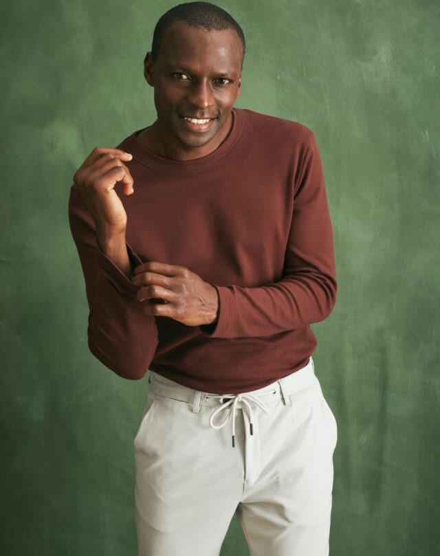 Lemahieu - T-shirt épais ML en Coton Bio - Aubergine - Bordeau - Homme