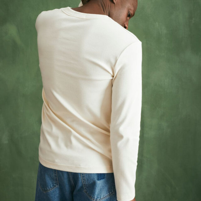 Lemahieu - T-shirt épais ML en Coton Bio - Ecru - Blanc - Homme