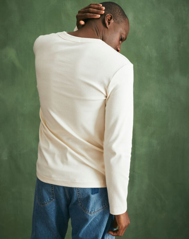 Lemahieu - T-shirt épais ML en Coton Bio - Ecru - Blanc - Homme