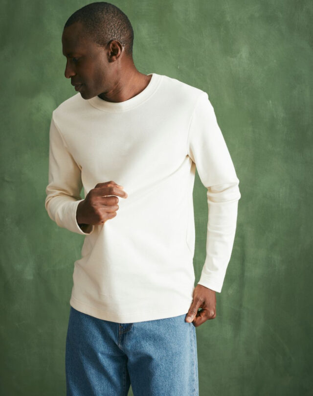 Lemahieu - T-shirt épais ML en Coton Bio - Ecru - Blanc - Homme