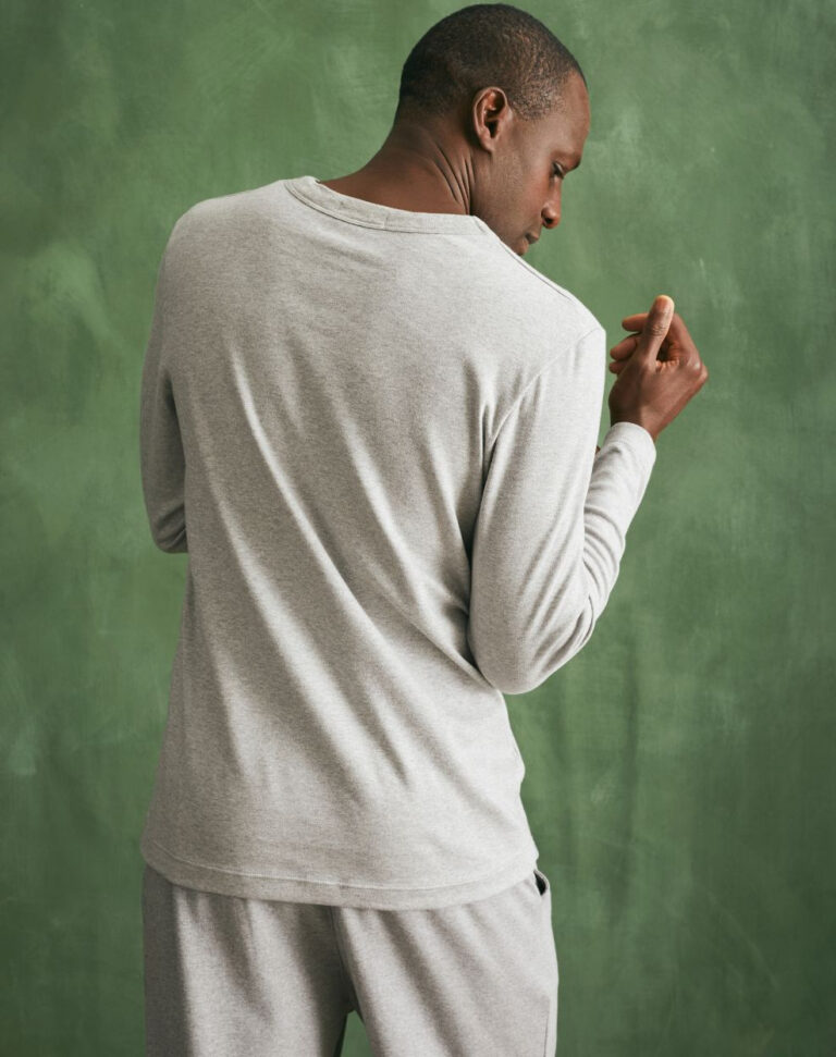 Lemahieu - T-shirt épais ML en Coton Bio - Gris - Terracotta - Homme