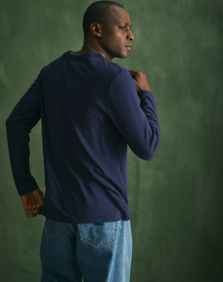 Lemahieu - T-shirt épais ML en Coton Bio - Bleu Minuit - Homme