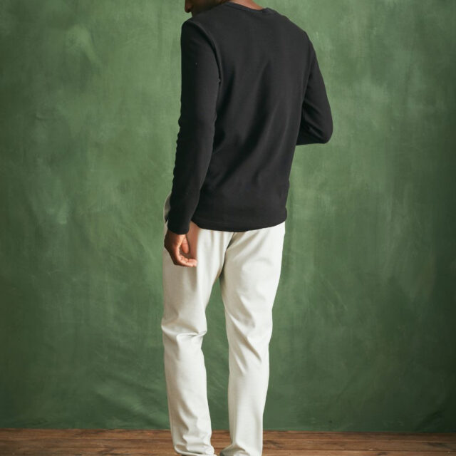 Lemahieu - T-shirt épais ML en Coton Bio - Noir - Homme