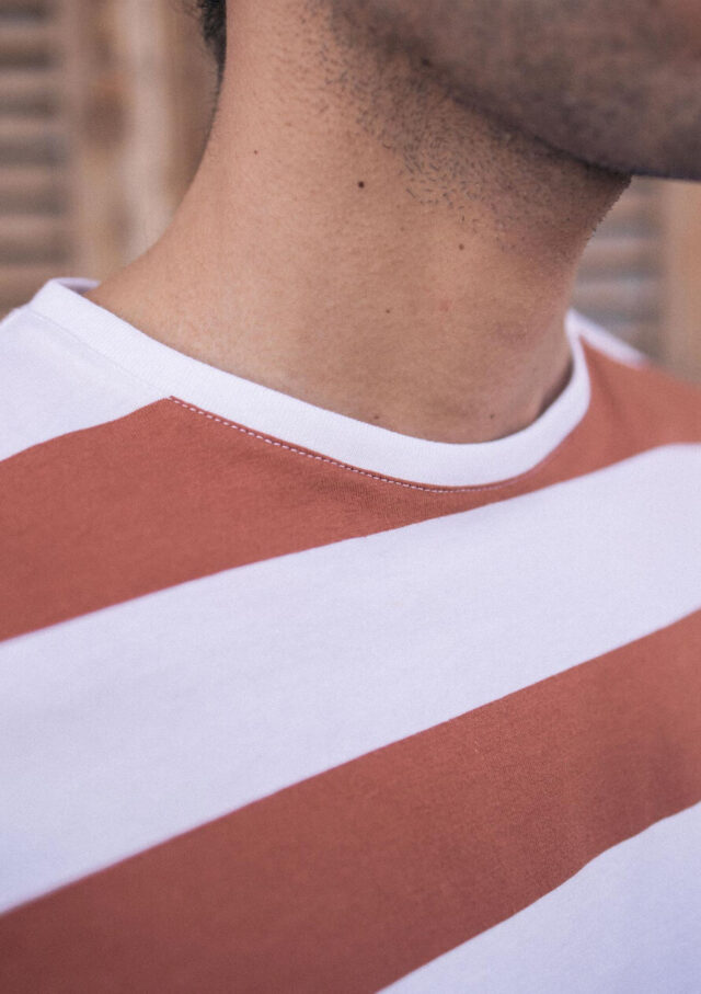 Montlimart - T-SHIRT ESTIME TERRACOTTA/BLANC