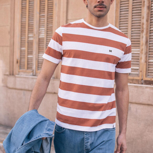 Montlimart - T-SHIRT ESTIME TERRACOTTA/BLANC
