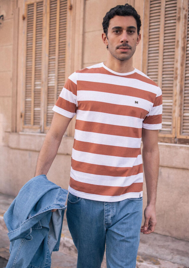Montlimart - T-SHIRT ESTIME TERRACOTTA/BLANC