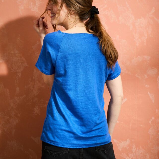 Lemahieu - T-shirt femme 100% Lin - Bleu éléctrique - Femme