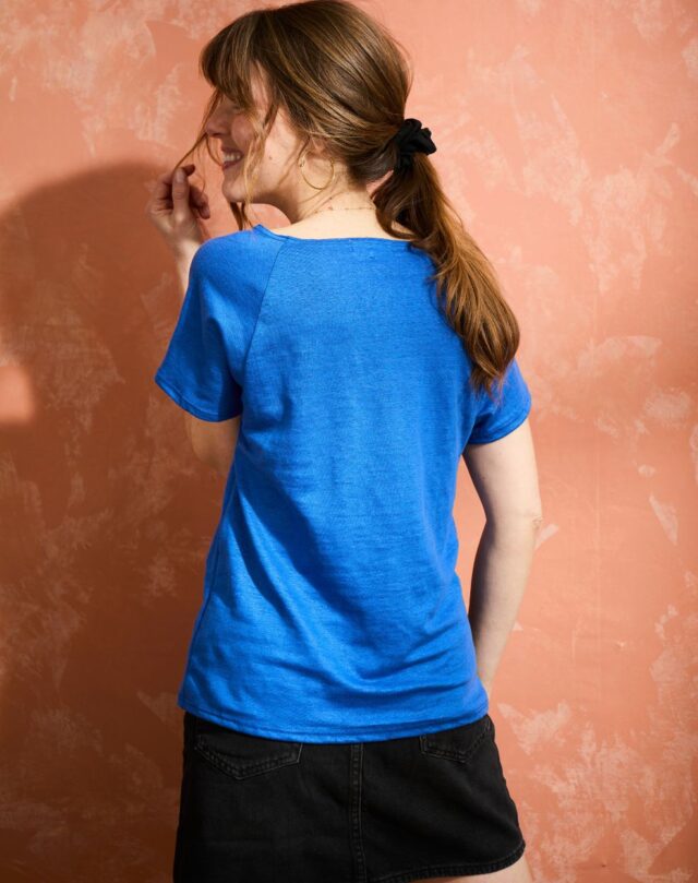 Lemahieu - T-shirt femme 100% Lin - Bleu éléctrique - Femme