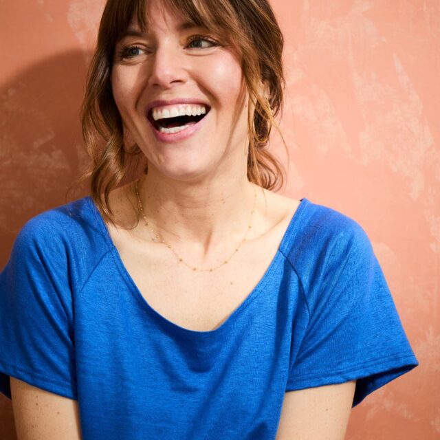 Lemahieu - T-shirt femme 100% Lin - Bleu éléctrique - Femme