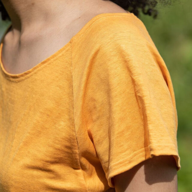 Lemahieu - T-shirt femme 100% Lin - Moutarde - Femme