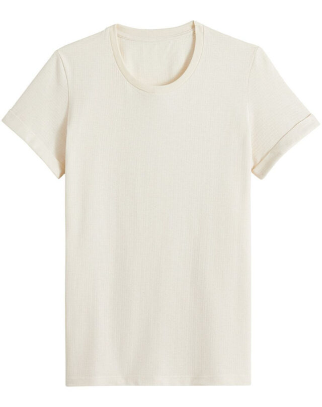 Lemahieu - T-shirt gaufré à manches revers en Coton RECYCLE - Femme - Femme