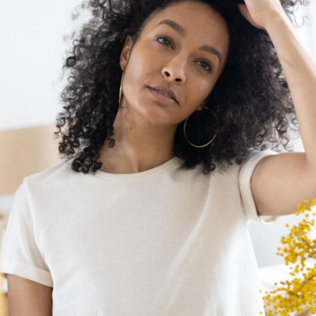 Lemahieu - T-shirt gaufré à manches revers en Coton RECYCLE - Femme - Femme