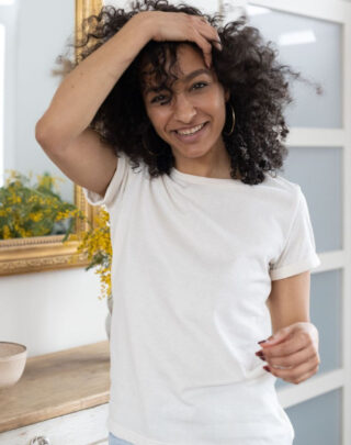 Maison Lemahieu - T-shirt gaufré à manches revers en Coton RECYCLE – Femme – Femme