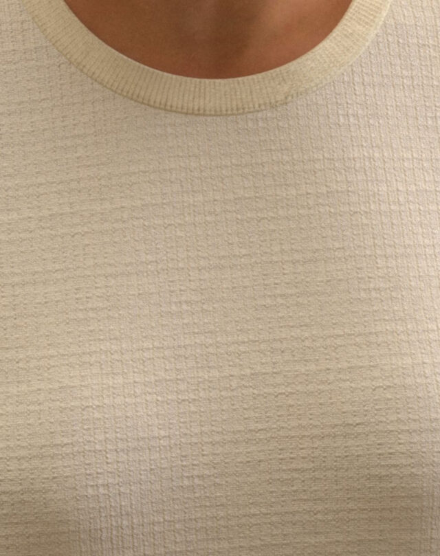 Lemahieu - T-shirt gaufré à manches revers en Coton RECYCLE - Femme - Femme