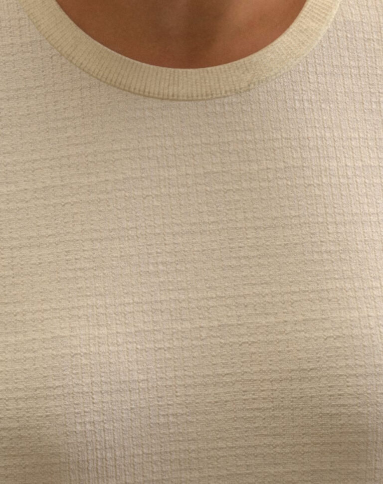 Lemahieu - T-shirt gaufré à manches revers en Coton RECYCLE - Femme - Femme