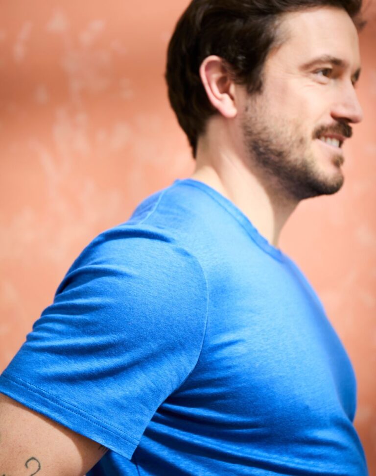 Lemahieu - T-shirt homme 100%  Lin - Bleu électrique - Homme