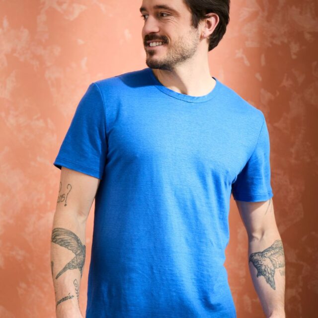 Lemahieu - T-shirt homme 100% Lin - Bleu électrique - Homme