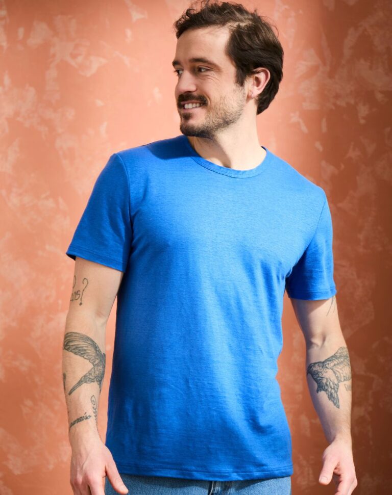 Lemahieu - T-shirt homme 100%  Lin - Bleu électrique - Homme