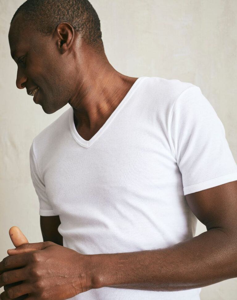Lemahieu - T-shirt seconde peau - Col V - Blanc - Homme