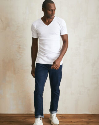 Maison Lemahieu - T-shirt seconde peau – Col V – Blanc – Homme