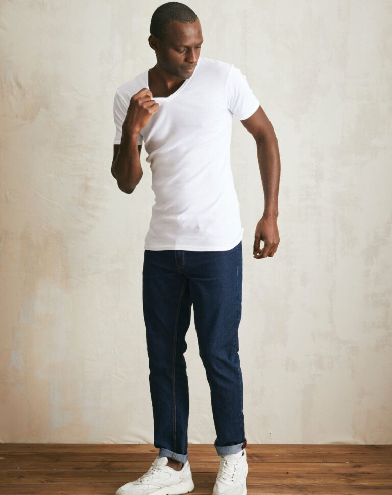 Lemahieu - T-shirt seconde peau - Col V - Blanc - Homme