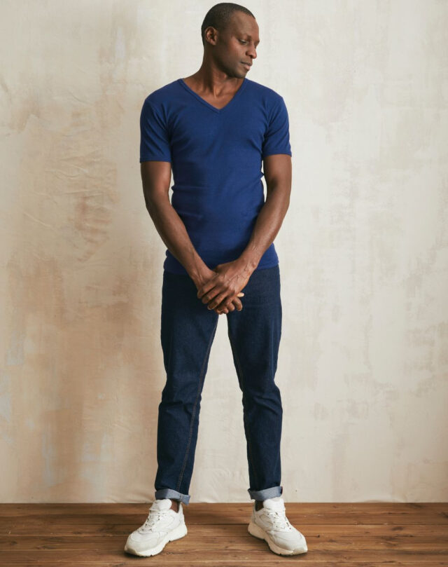 Lemahieu - T-shirt seconde peau - Col V - Marine - Homme