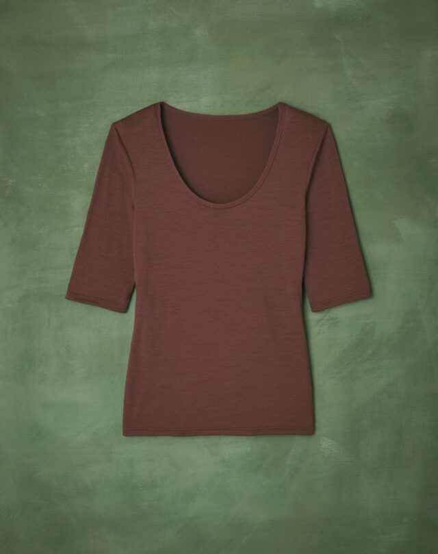 Lemahieu - T-shirt Laine Mérinos Femme - Chocolat - Femme