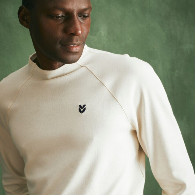 Lemahieu - T-shirt lourd ML col montant - Ecru - Blanc - Homme